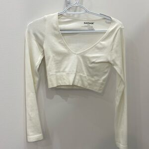 GARAGE cream white long sleeve contour top